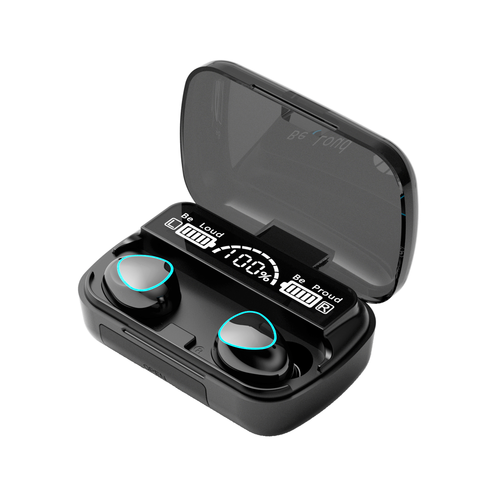 

M10 TWS Bluetooth Earphone Wireless Headphones Stereo Sport Gaming Headset Touch Mini Earbuds waterproof with 2000mAh LED Display M12 M15 M18 M19 ear phone, Black