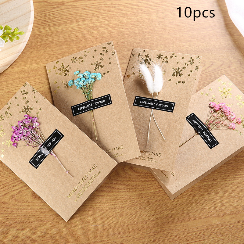 

10pcs Christmas Eve Gift Blessing Small Card Cartoon Pattern Christmas Greeting Card Thanksgiving Day Manual DIY Thank You