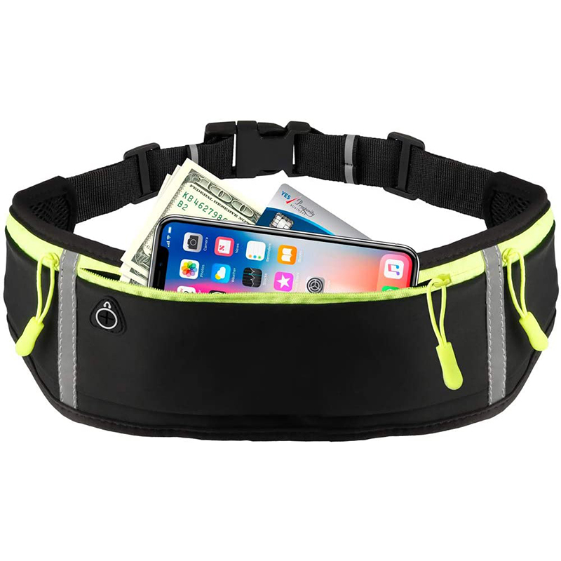 

Running Belts Waist Pack Women Men Water Resistant Sports Waist Belt for Hiking Fitness Travel Running, Black color