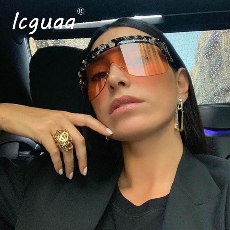 

Fashion Rimless Sunglasses Women 2020 Oversized Men Shades Glasses Plastic Onepieces Unique Gafas Shade Eyewear