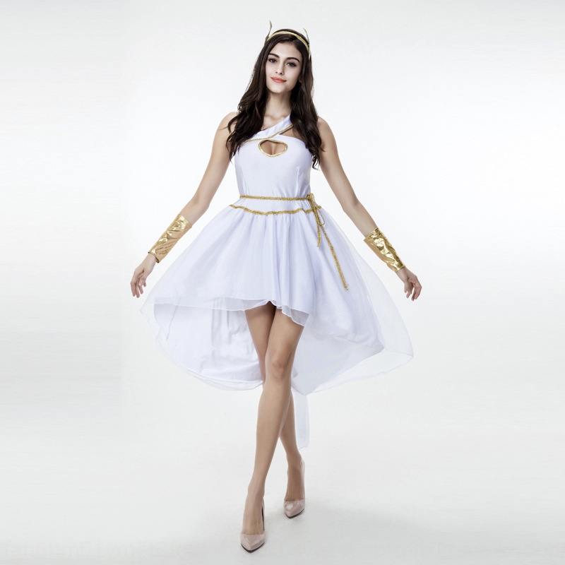 long white goddess dress