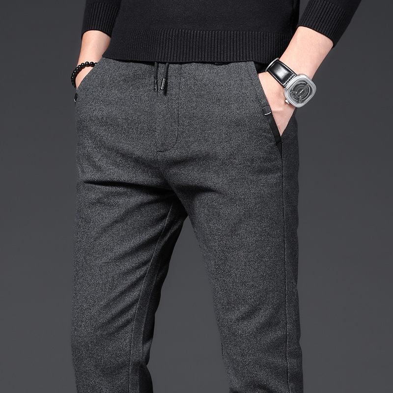 

Pants Men Business Straight Cotton Trousers Stretch Man Elastic Slim Fit Casual Big Plus Size 38 Black Grey Blue Pant, 5616 grey