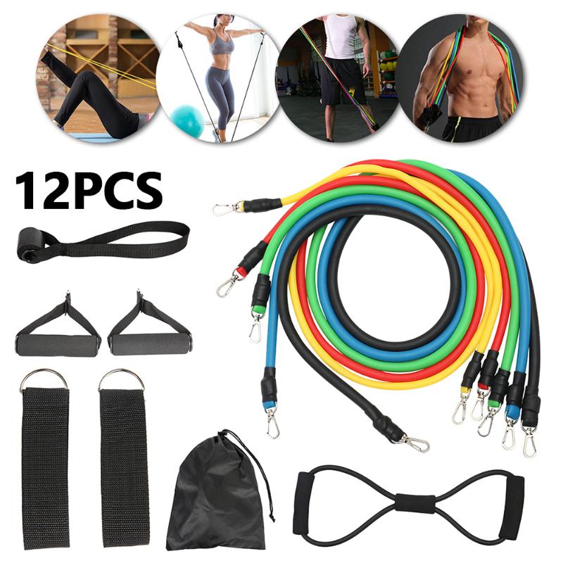 

12pcs Fitness Resistance Bands Pull Rope Workout Elastic Rubber Loops Latex Strength Gym Equipment for Home Training Exercise