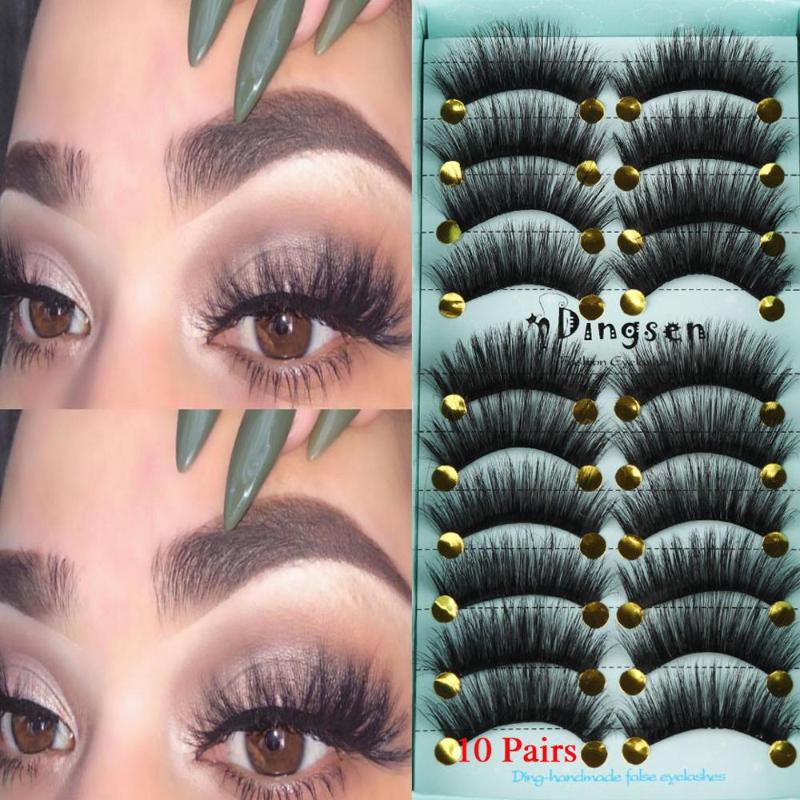 

10 Pairs 3D Faux Mink Hair Handmade False Eyelashes Thick Long Fluffy Wispy Lashes Multilayer Flutter Lashes Eye Makeup Tools