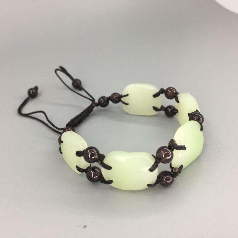 

Beautiful! Natural green and white "Hotan Kun lun yu Square and ellipse Simple generous Bracelets free shipping