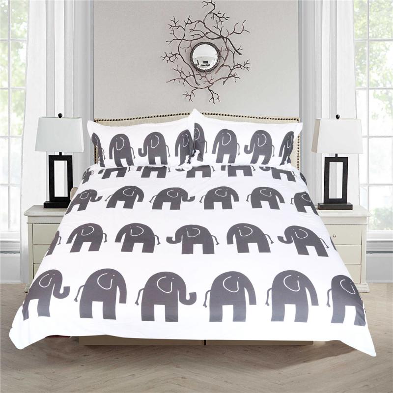 

Home Decor US Size Bedding Set Duvet Cover Pillocase 3D Animal Bed Linens HD Elephant Luxury Soft Bed Set, As pic