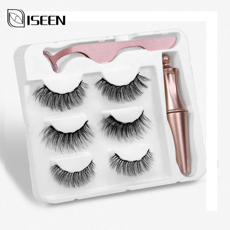 

3 pairs of magnetic eyelashes set liquid eyeliner & magnetic eyelashes and tweezers waterproof durable false