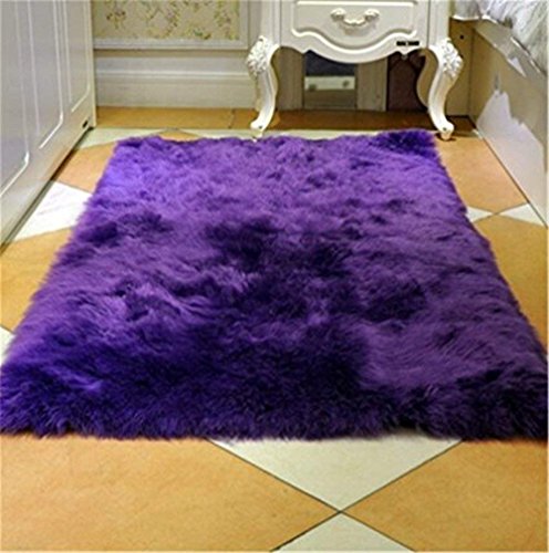 

Grey and White purple Sheepskin Hairy Carpet Seat Pad Super Soft Faux Fur Fake Sheepskin - Shaggy Area Rugs For Living room, As picture