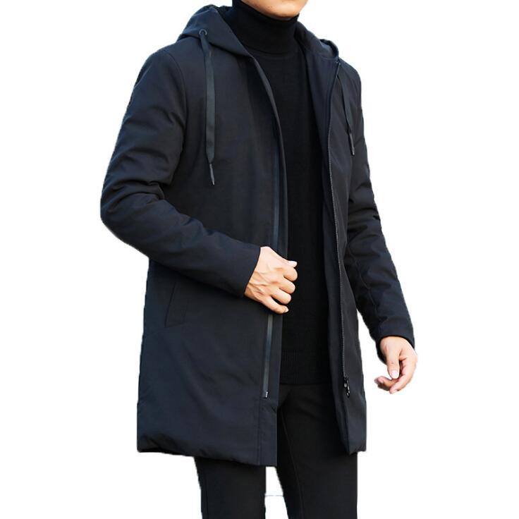 

2020 New Autumn Winter Men's Trench Coat Casual Thicken Warm Hooded Jacket Male Windbreaker Outerwear Jaquet Man coat 6XL, Black thin