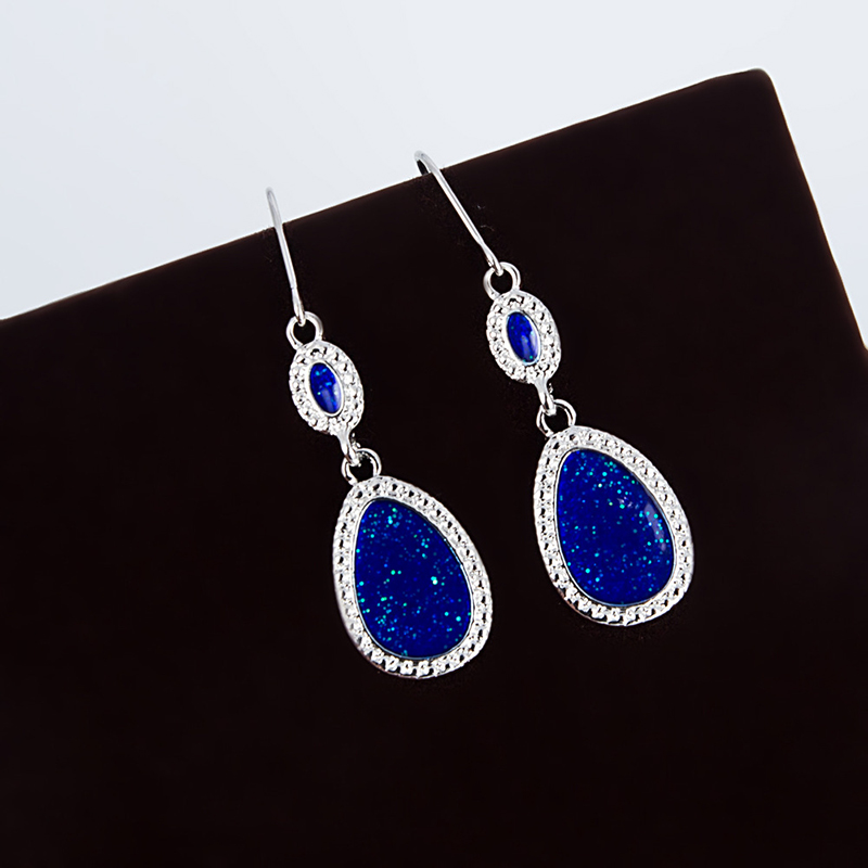 

Classic Vintage Resin Water Drop Dangle Earring Blue Drop Earring for Women Wedding/Engagement Statement Earrings Jewelry