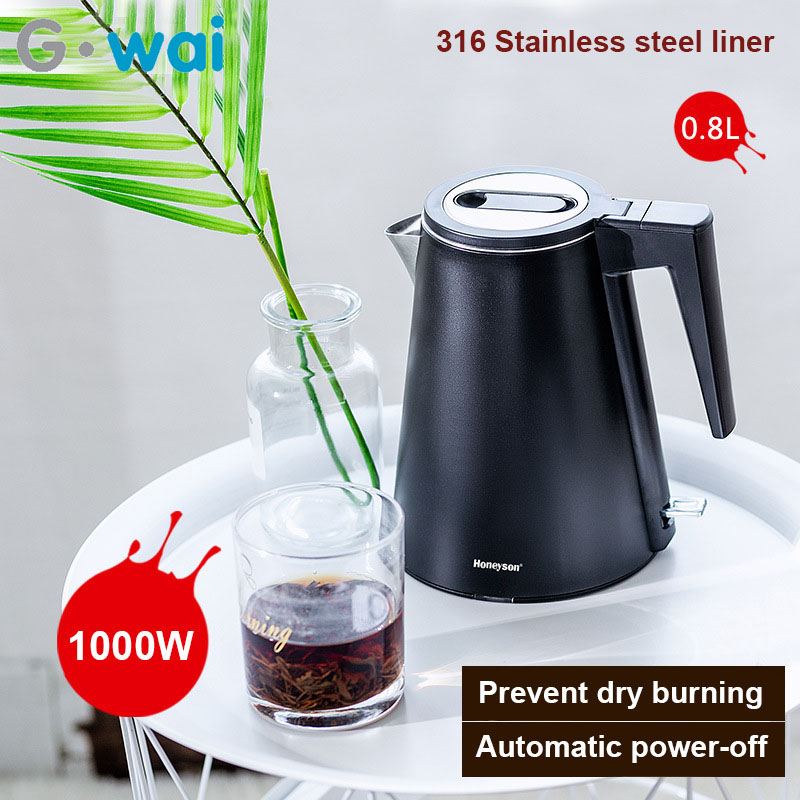 

1000W Electric Kettle Anti-dry Protection Stainless Steel Fast Boiling Water Teapot Home Kitchen Automatic Power Off Pot 220V