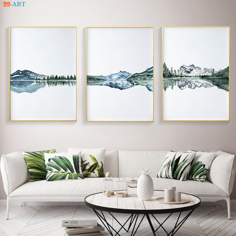 

Watercolor Abstract Mountain Print Landscape Canvas Painting Wall Art Nature Poster Minimalist Wall Art Nordic Decoration Home