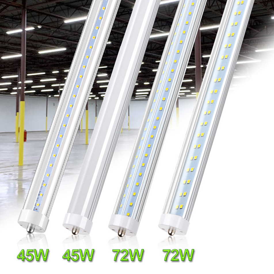 

25PCS T8 T10 T12 LED Light Tube, 8ft, 45W 72W 120W , Single Pin FA8 Base, V Shape, Clear Cover, Ballast Bypass,Dual-End Powered