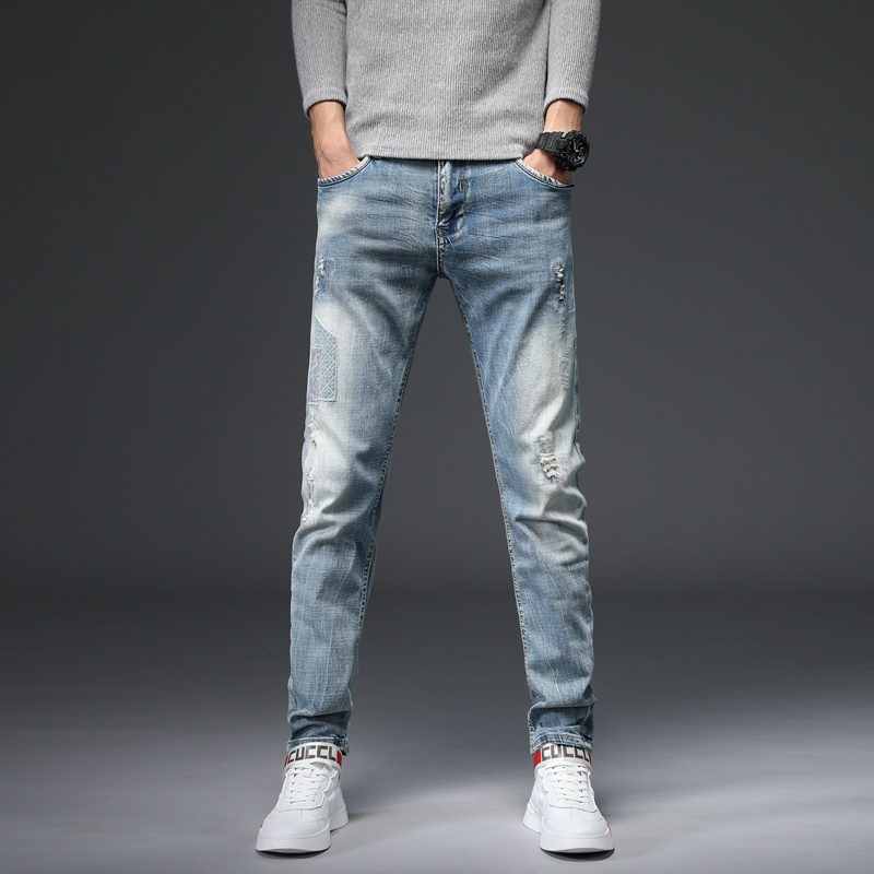 

2020 Autumn Winter Jeans Men Slim Fit Denim Joggers Stretch Male Jean Pants Blue Men's Jeans Fashion Casual Hombre -38,M005