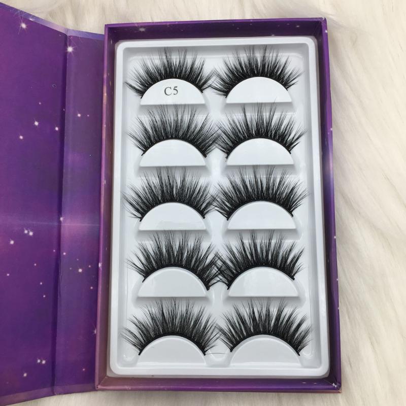 

5 Pairs Faux Mink Hair False Eyelashes Natural Long Wispies Lashes Handmade Cruelty-free Criss-cross Eyelashes Makeup Tools