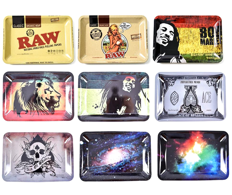 

40Styles RAW Bob Marley 180*125*15mm Tobacco Rolling Metal Tray Handroller Roll Case 11 Styles Smoking Accessories Roller Tobacco Grinder