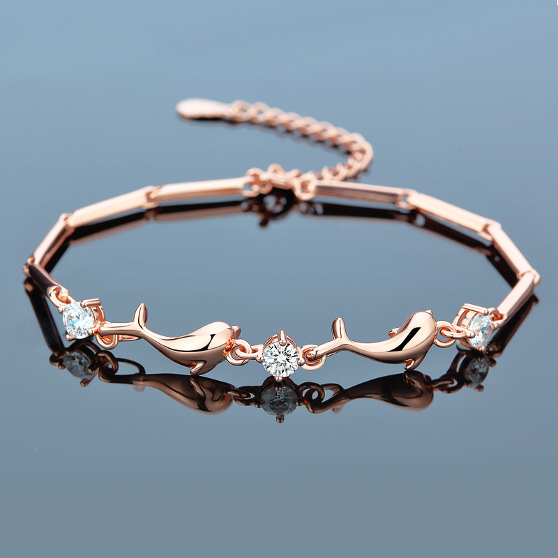 

New high quality real s925 dolphin bracelets fashion jewelry zircon charm bracelet female brace lace fashion accessories jewel