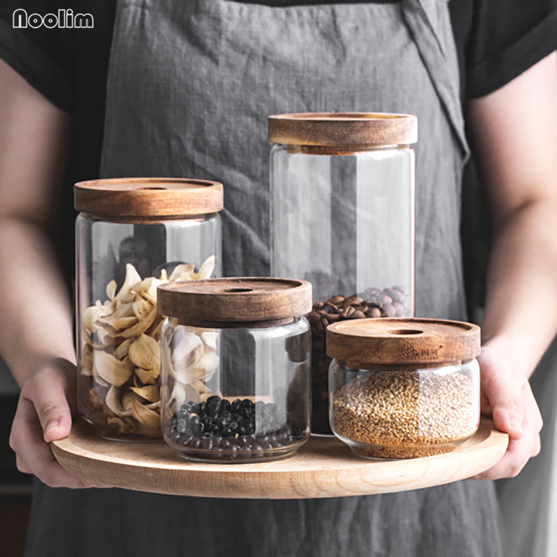 

NOOLIM Glass Sealed Kitchen Storage Tank Coffee Beans Grain Dried Fruit Snack Transparent Storage Jar With Lid