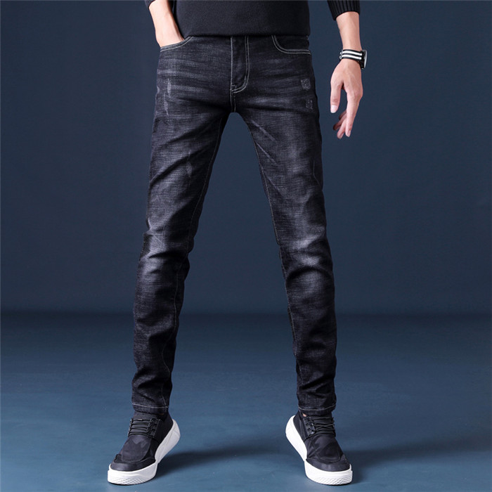 

Classical Men Jeans Pants Korean Style Blue Mens Skinny Jeans Slim Fit Stretchy Washed Scratched Casual Denim Trousers Male,C820, C820 blue