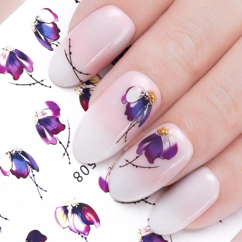 

1pcs Nail Sticker Butterfly Flower Water Transfer Decal Sliders for Nail Art Decoration Tattoo Manicure Wraps Tools Tip JISTZ508, Stz508