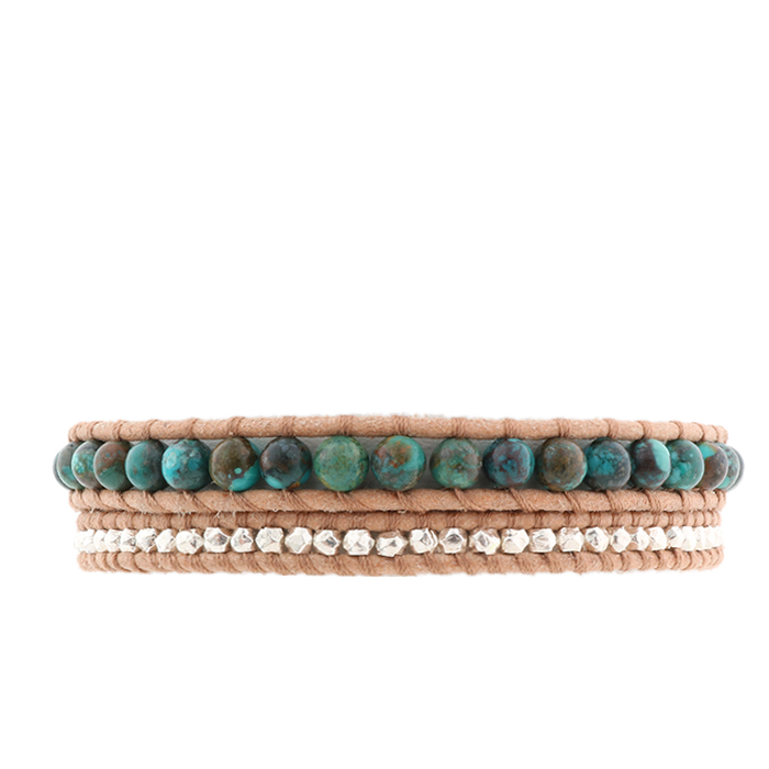 

mix natural stone mix nuggets leather bracelet hot sale