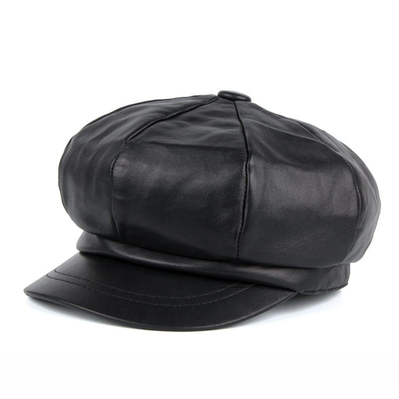 

PU leather octagonal cap women fashion black newsboy hat men big size painter cap kid winter hat 54cm 56cm 57.5cm 59cm 61-62cm