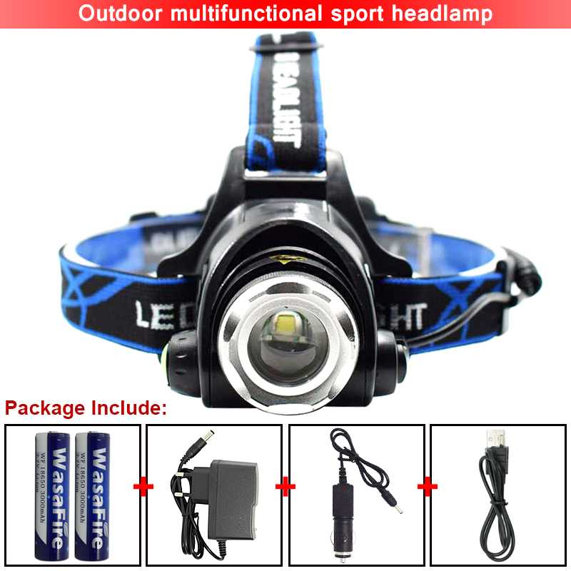 

2000 Lumens Led Headlamp T6 Rechargeable Headlight Zoomable 18650 Head Lamp Forehead Torch for Fishing Hunting Car Repairing