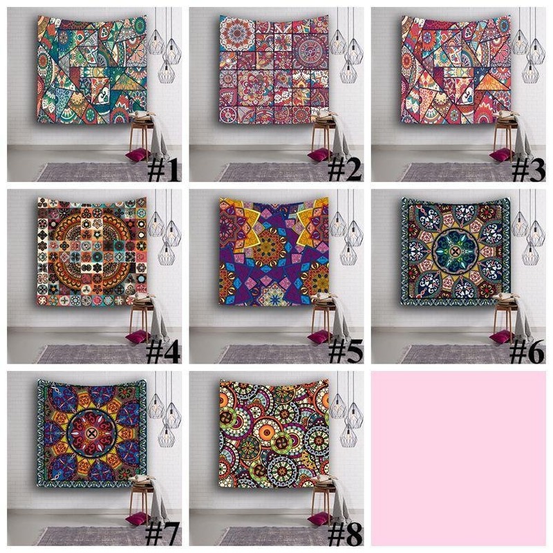 

9 Styles 153*130cm Polyester Tapestry Flower Print Yoga Mat Picnic Towel Printing Tapestry Hanging Wall Tapestry Home Decor Beach Towel, As picture