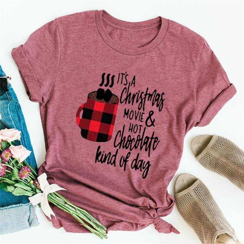 

Christmas Cheer Graphic T-Shirt Women Funny Printed O-Neck Short Sleeve Top Female Casual Cute Holiday T-Shirt Streetwear FN60, Blue