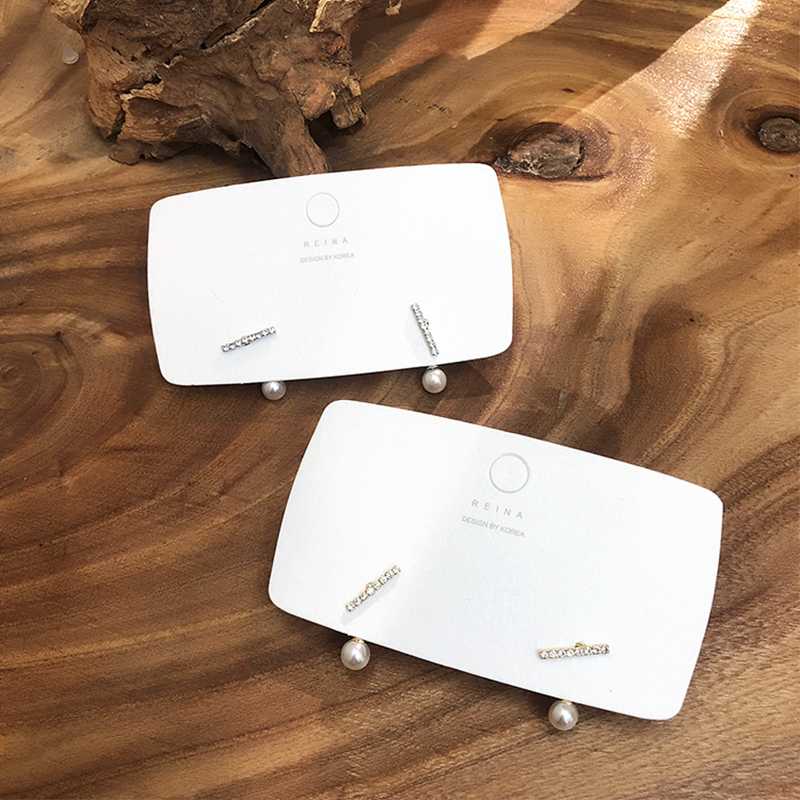 

Fashion Simple Exquisite Rhinestone Simulated Pearl Stud Earring Geometric Gold Silver Color For Women Wedding Party Jewelry