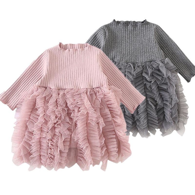 

Winter Baby Girl Dress Long Sleeve Knit Dress 1 Year Birthday Party Toddler Girls Clothes Princess Girl Casual Wear 1 2 3 4 5Yrs, White