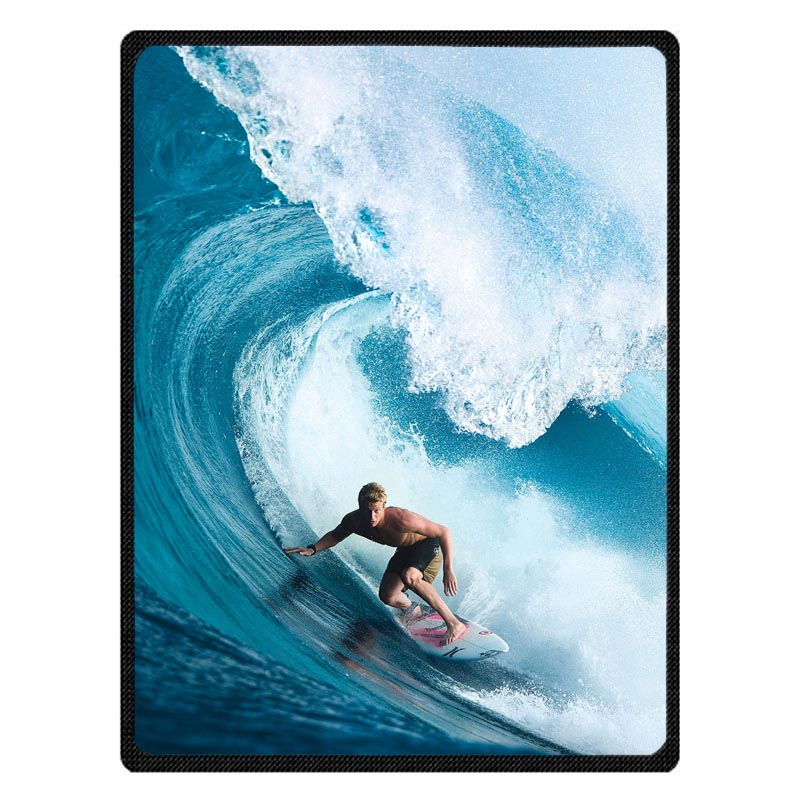 

Personalized Surfing Throw Blanket Custom Coral Flannel Blanket Sofa Couch Bed Plane Travel TV Blankets