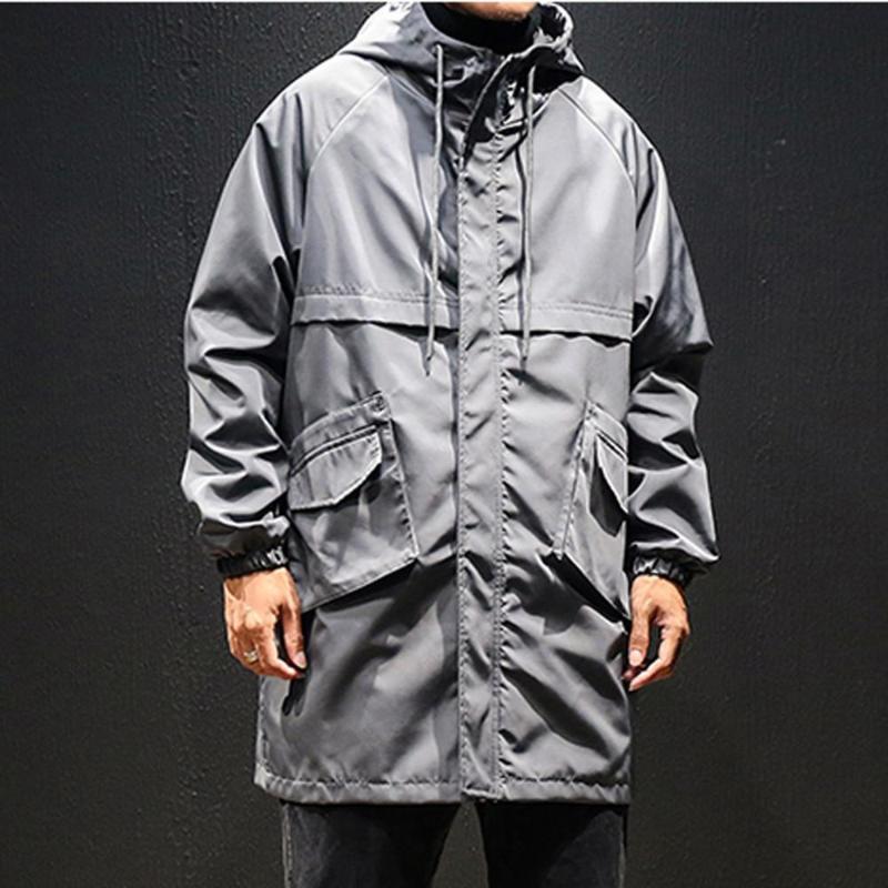 

Winter Plus Size Men Jacket Overcoat Men Rain Coat Autumn Winter Jacket Hoodie Outdoor Sport Trench Windbreaker Long Coat, Black