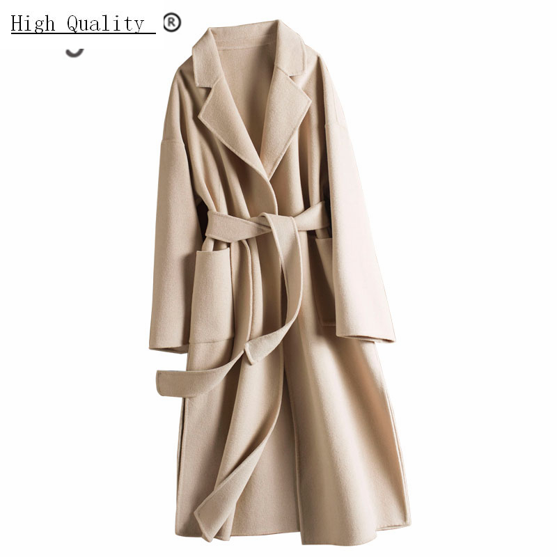 

Ladies Coat Women Clothes 2020 Winter Coat Autumn Double-faced Wool Jacket Elegant Long Jackets Casaco Feminino LW1214, Black