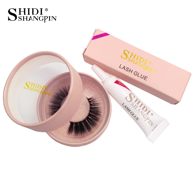 

SHIDISHANGPIN 1 pair 3d mink lashes hand made mink eyelashes full strip false eyelashes makeup tool glue kit #74 kit