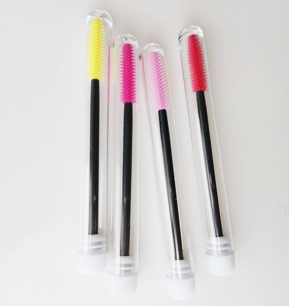 

Hottest Silicone Mascara Eyelash Spoolies Brushes Lash Applicator Disposable Mascara Wand With Holder