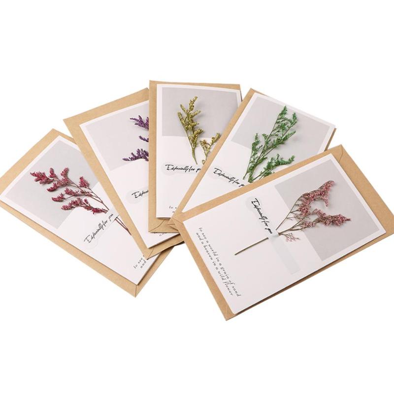

Flowers DIY Card Invitation Blank Dried Flowers Card Father's Thanksgiving Day Handwritten Blessing Birthday Greeting