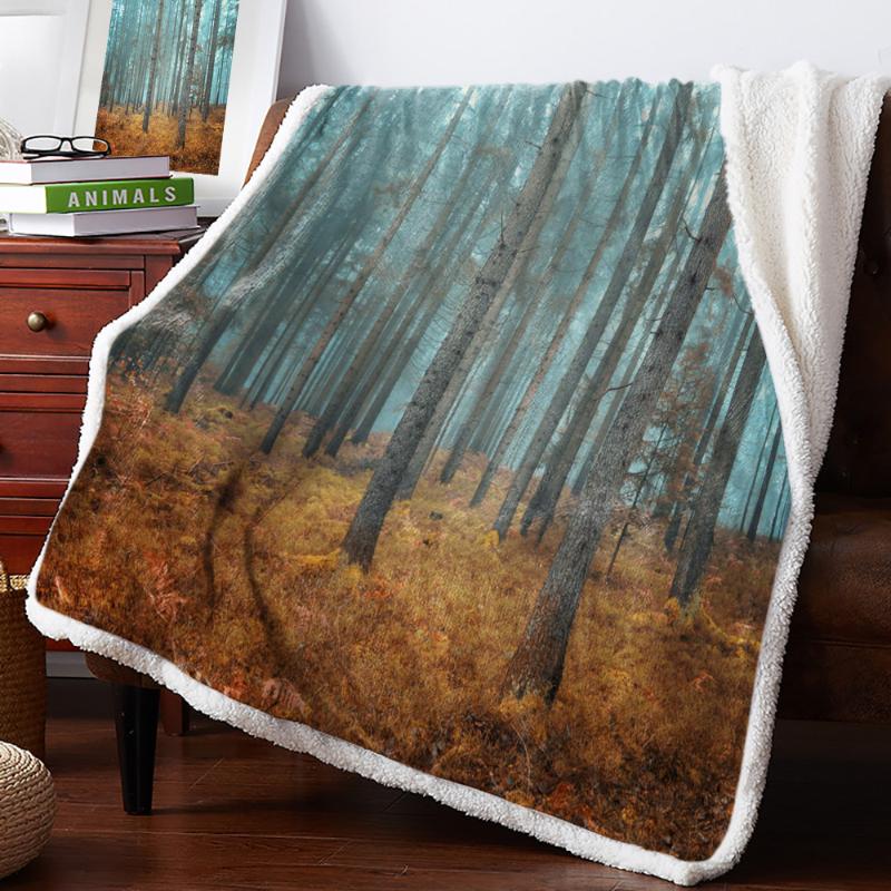 

BIGHOUSES Throw Blanket Woods Autumn Colorful Scenery Fleece Blankets Personalized Blankets Bedclothes