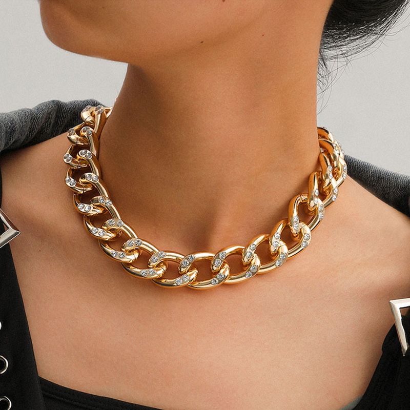 

Dvacaman Newest Fashion Gold Chain Necklace for Women Simple Personality CZ Crystal Clavicle Necklace Choker Jewelry Accessories
