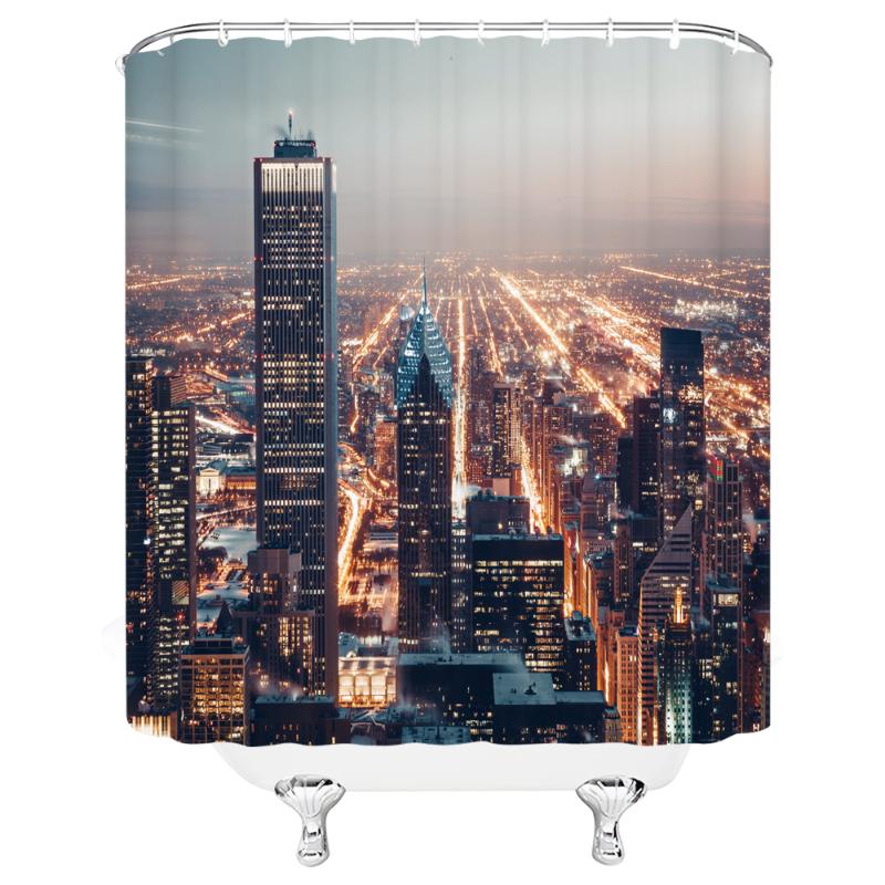 

City Night Scene Waterproof And Mildew Proof Fabric Shower Curtain Bathroom 72 "x 72" w / 12 Hook Free Delivery