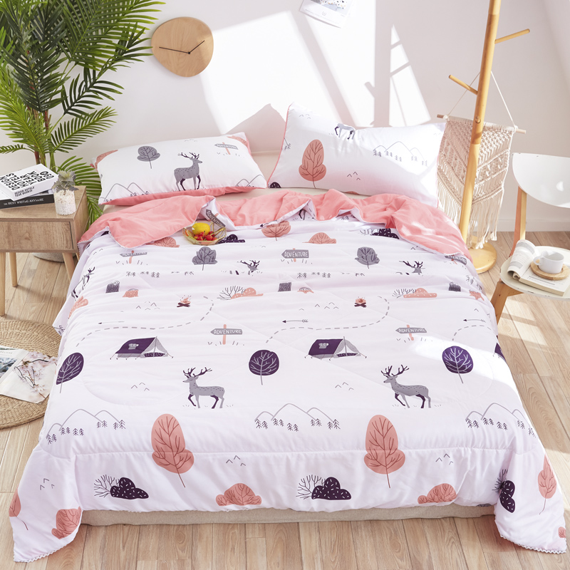 

bed quilt  cotton quilt Summer air conditioning cold single person can wash summer by double core thin spring autumn, Lavender