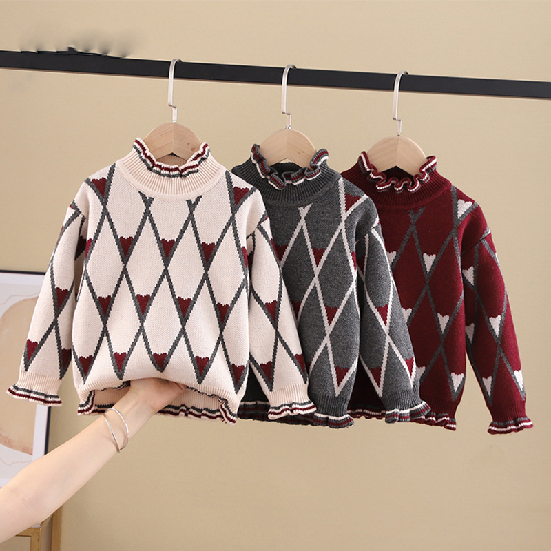 

Childrens' Sweater Winter baby girls Half Turtleneck Lovely Sweater Toddler Sweater Jacket Baby girls autumn coat Clothes 1-6 Y, Beige