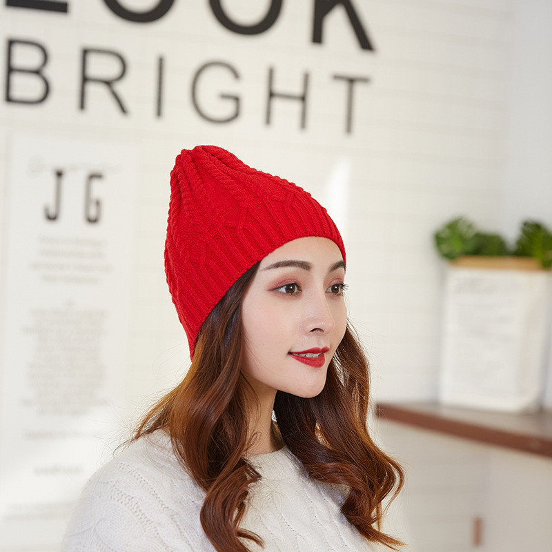 

Winter Knitted Women Hat Female Cashmere Knitted Skullies Beanies Hat for Women Wool Embroidery Flower Girls Gorros, White