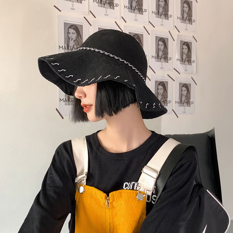 

Fashion Embroidery Letter Bucket Hat Women Outdoor Sports Hip Hop Cap Men Summer Fishing Sun Hat Panama Man Cotton Flat Hats, White