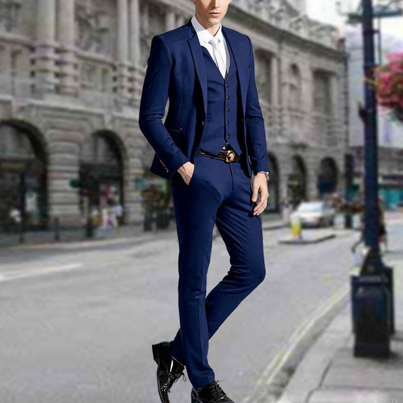 

Young Men's Business Casual Suit 3 Piece Set for Dinner Prom Dance Meeting Wedding Groom (Blazer+ Vest+ Pants, Black