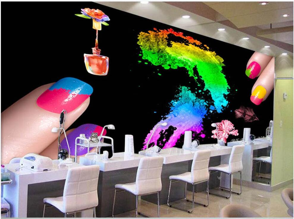 

3d wallpaper custom photo mural on the wall Color nail polish nail shop background Home decor 3d wall murals wallpaper for living room, Non-woven wallpaper