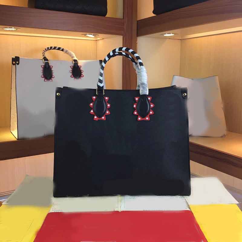 

Women handbags M45373 M45372 CRAFTY ONTHEG shopping bag genuine leather 2020 new style L flower pattern ladies purse bag, Black