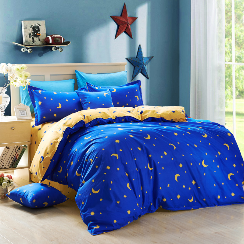 

Home textiles,luxury solid color,point,moon and stars 3/4pcs bedding sets bed linen include comforter cover bed sheet pillowcase, White