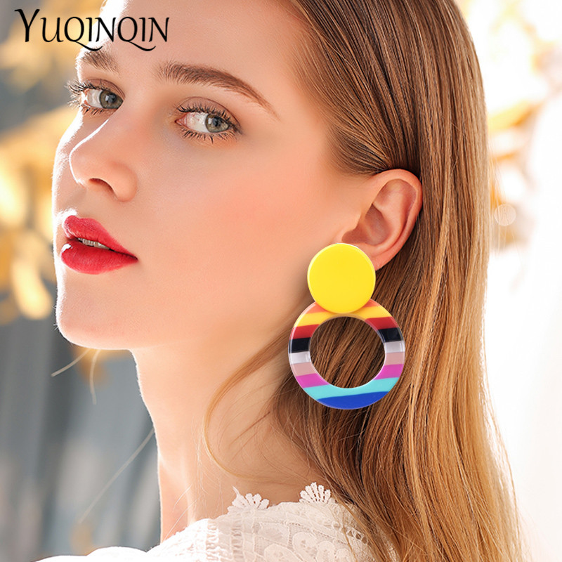 

Fashion Round Big Earrings for Women 2020 Statement Cute Korean Earings Dangle Long Drop Earring for Girls Bohemian Jewelry