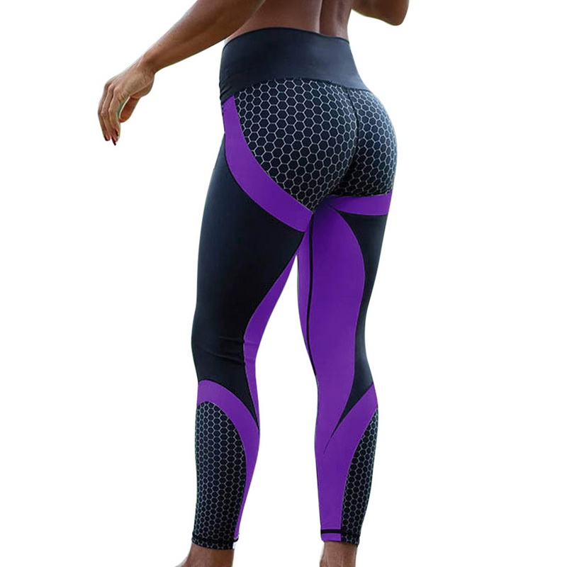 

New Honeycomb Printed Yoga Pants Women Push Up Professional Running Fitness Gym Leggings Tight Trouser Pencil Leggins New 2020, Black
